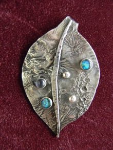 Leaf Pendant with Turquoise