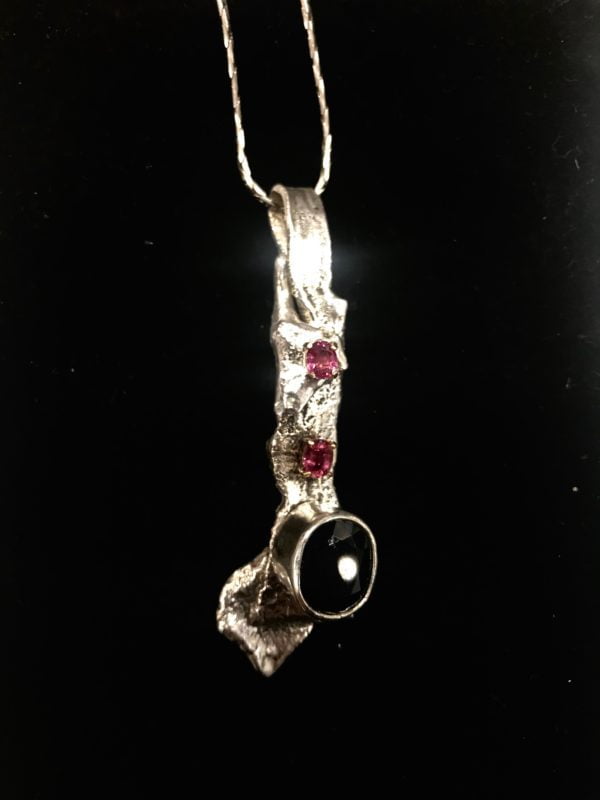 Pink and Black Stone Pendant